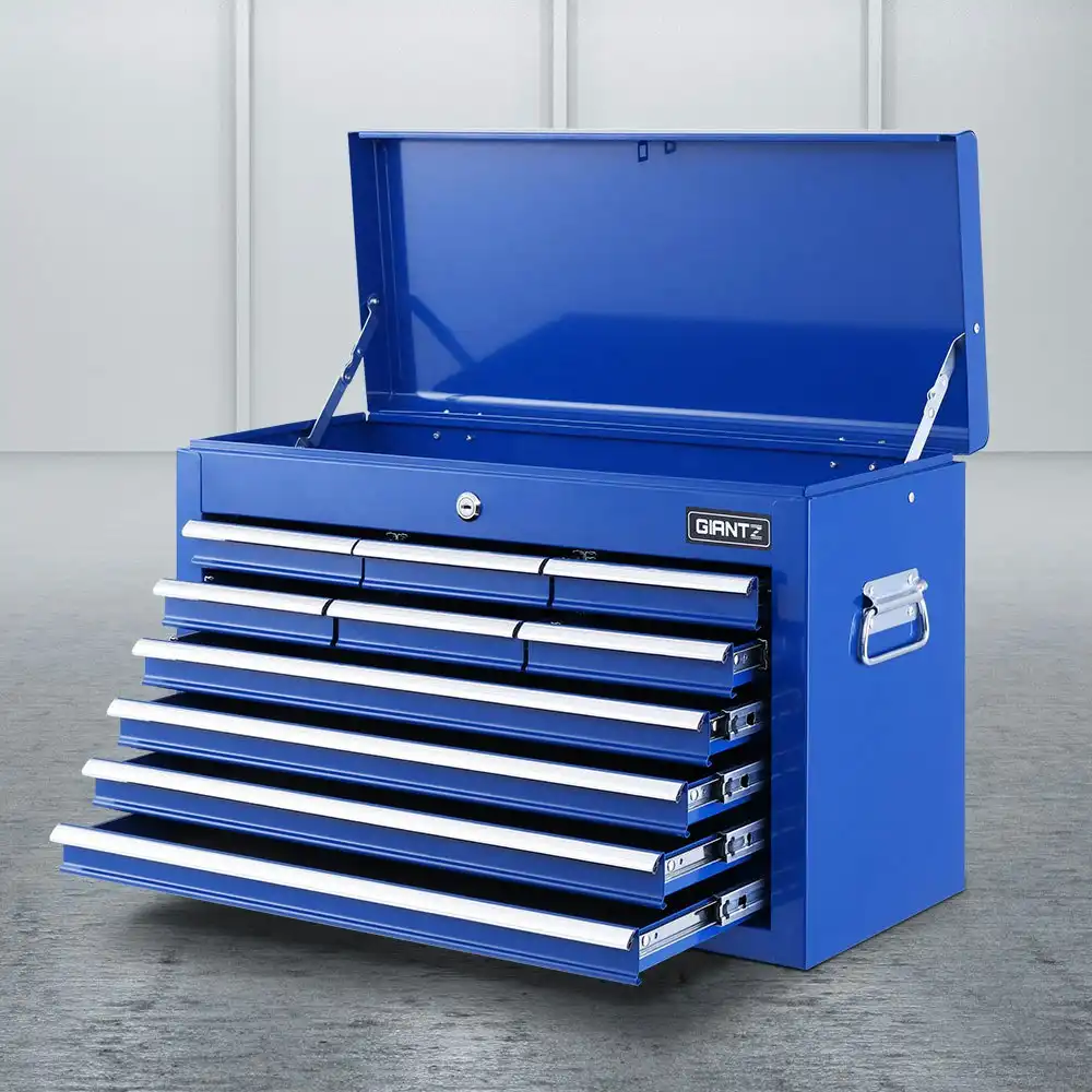 Giantz 10 Drawer Tool Box Cabinet Chest Toolbox Storage Garage Organiser Blue