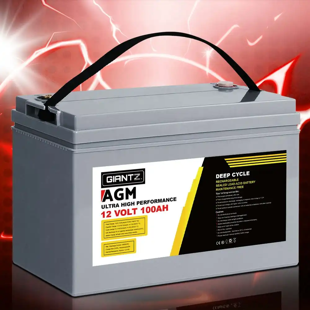 Giantz AGM Deep Cycle Battery 12V 100Ah Box Portable Solar Caravan Camping