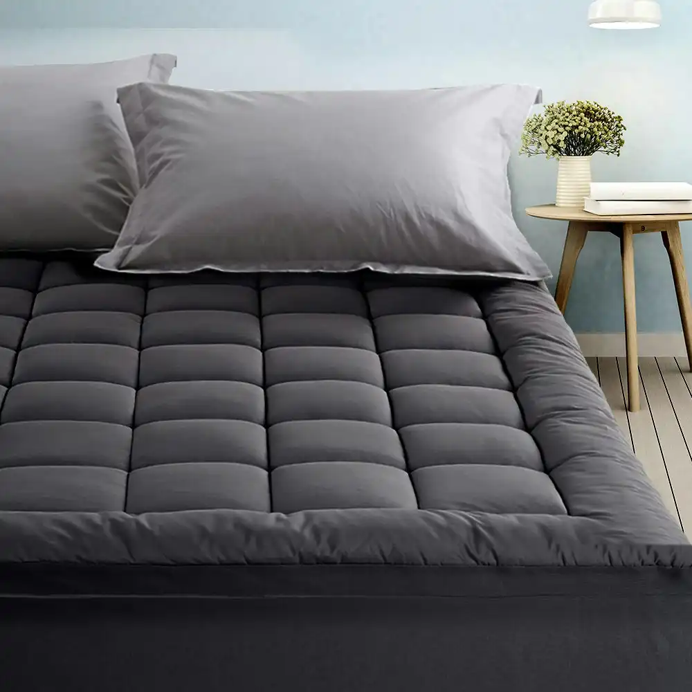 Giselle Bedding Mattress Topper Pillowtop Bamboo Charcoal King Single