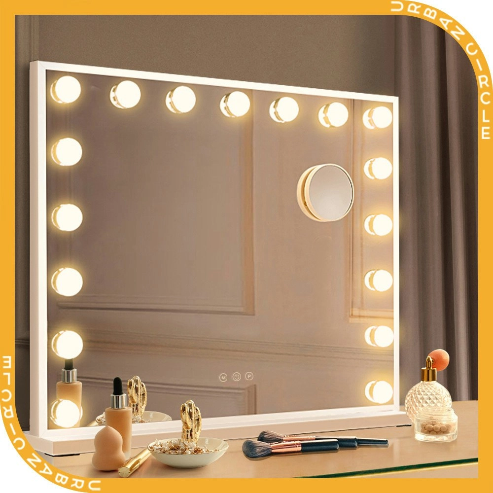 Simplus Vanity Makeup Mirror With Lights Hollywood LED Mirrors Stand Wall Mounted 17 Blubs White