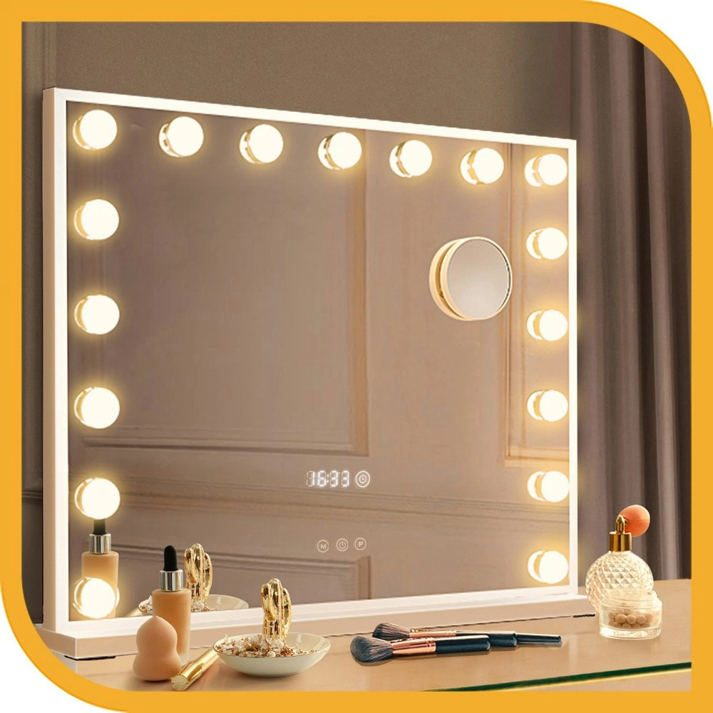 Simplus Vanity Makeup Mirror With 17 Blubs Lights Hollywood LED Mirrors Stand Wall Mounted White