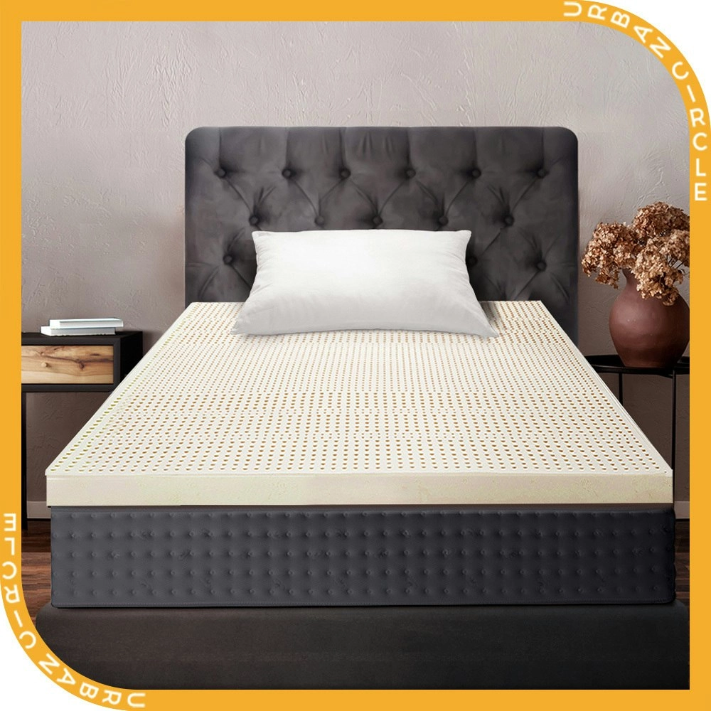 Mona Bedding Pure Natural Latex Mattress Topper Single Size 7 Zone Underlay Protector S 5cm Bed Pad