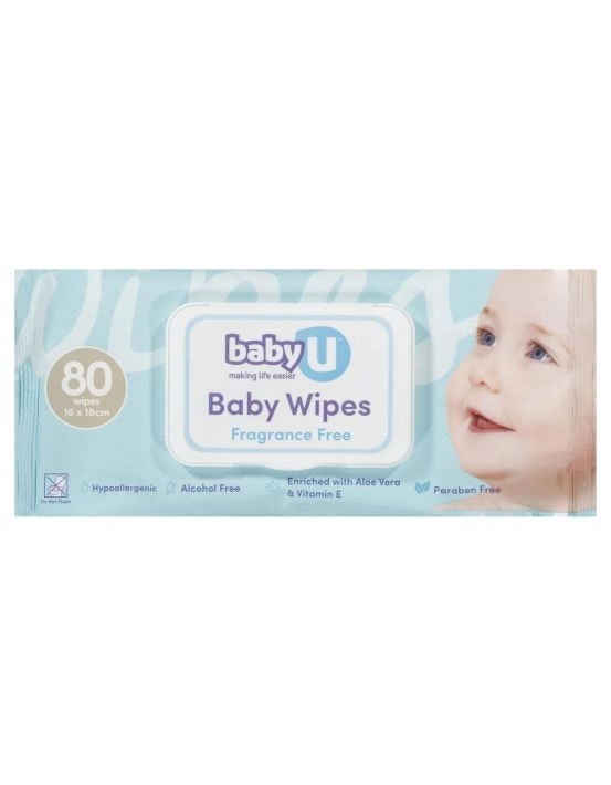 Baby U Baby Wipes Fragrance Free 80 Pack