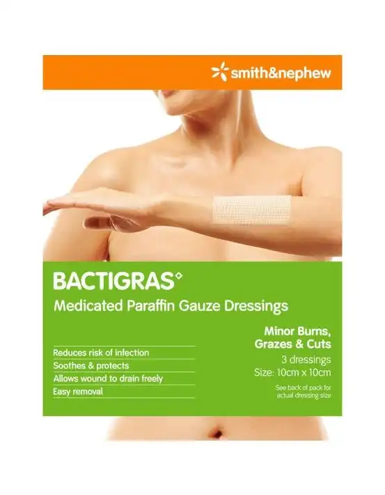 Bactigras Dressings 10x10cm 3 Pack