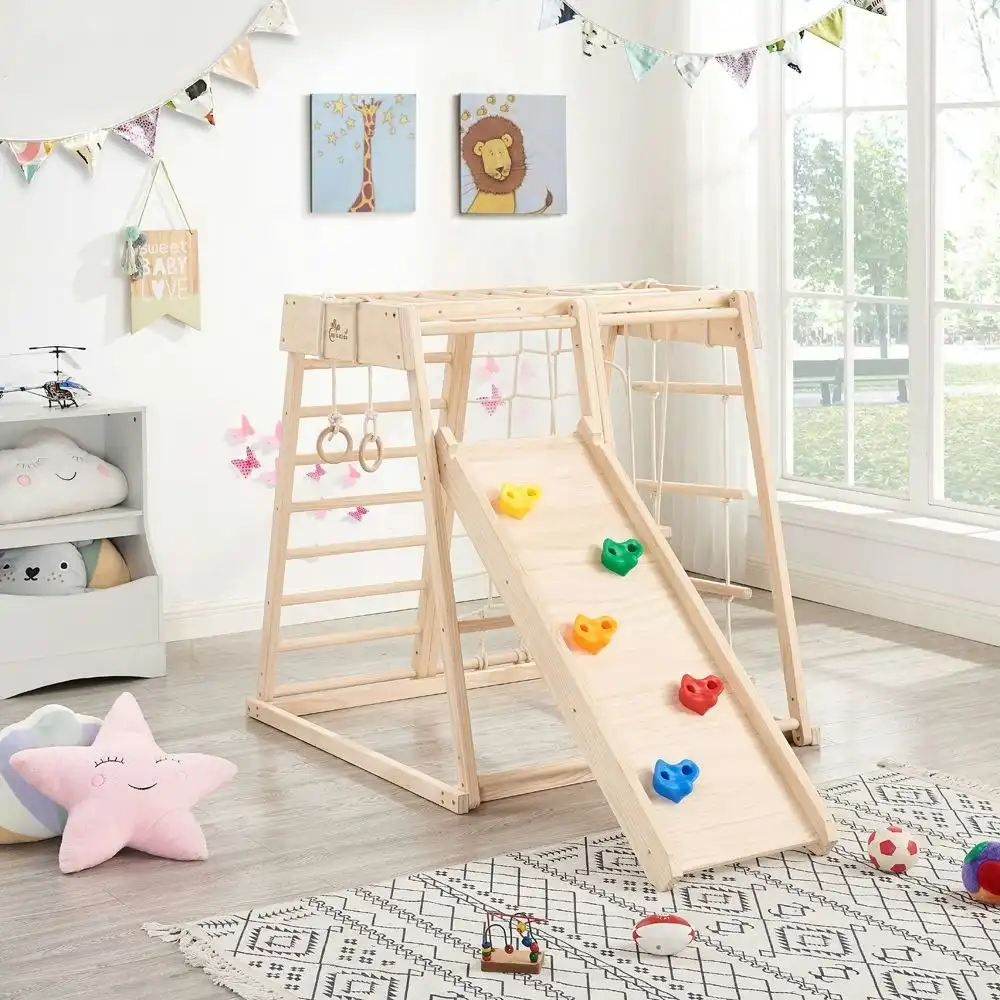 All 4 Kids Hudson Timber Pikler Baby Activity Play Center Slider