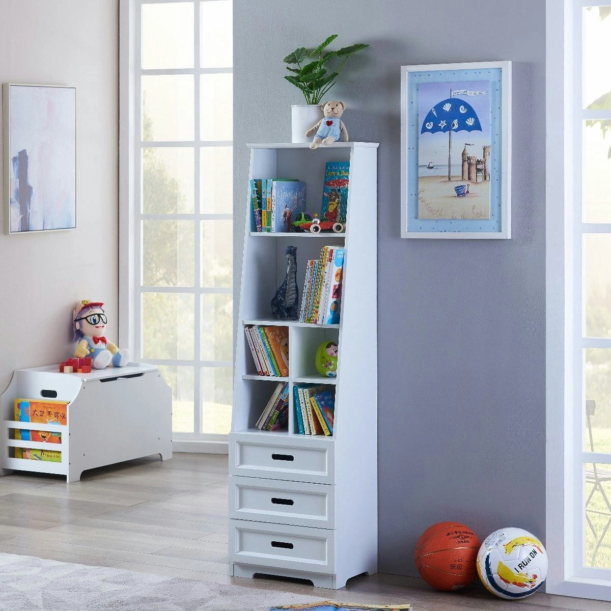 All 4 Kids Candice White Bookcase Book Shelf Storage Unit