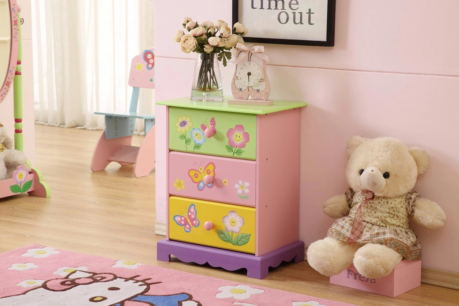 All 4 Kids Olivia the Fairy Girl’s 3 Drawer Bedside Table