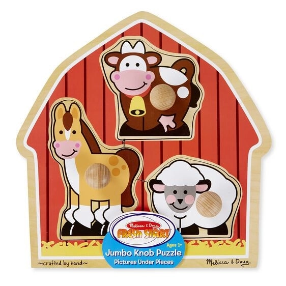 Melissa & Doug Barn Animals Knob Puzzle 3 Piece