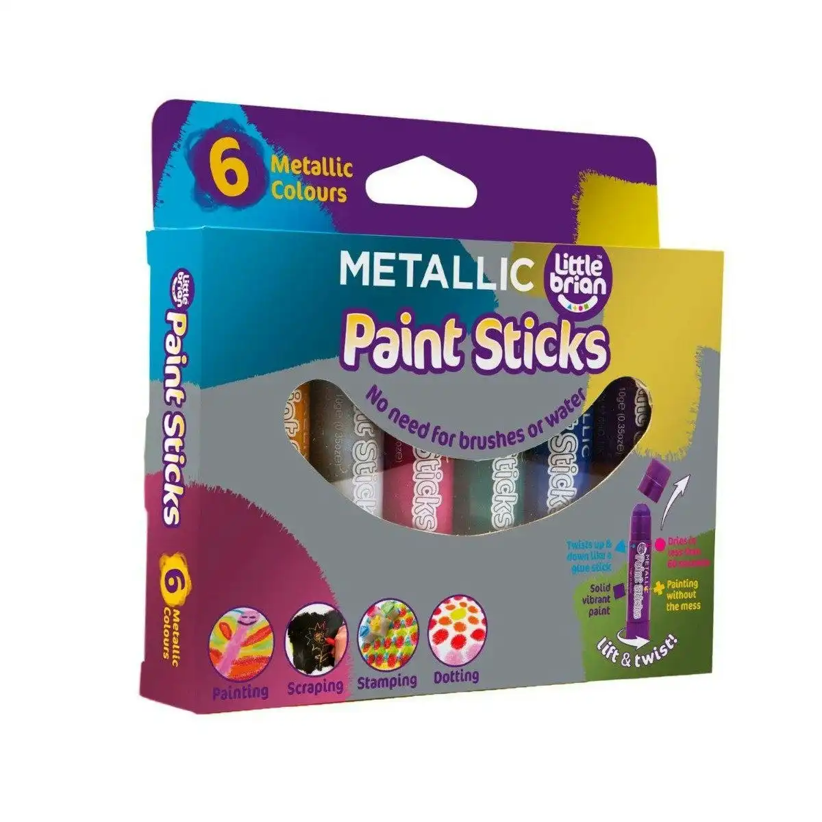 Little Brian Paint Sticks - Metallic 6 pk