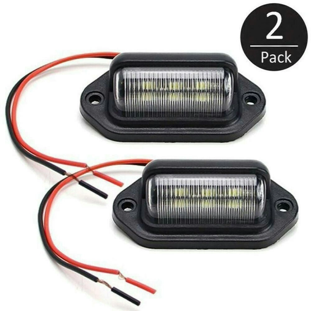 2PCS 6 LED License Number Plate Light Lamps for Truck SUV Trailer Lorry 12/24V