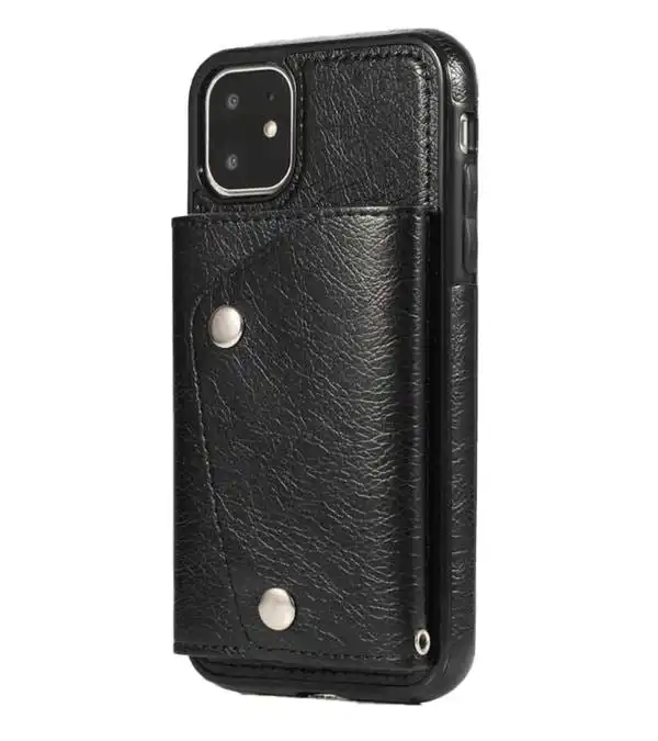 For iPhone 13 Pro Luxury Leather Wallet Shockproof Case Cover | Black