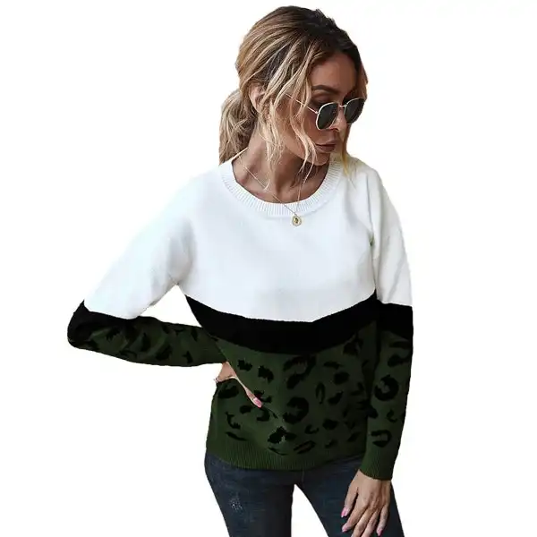 Women's Leopard Sweater - Khaki