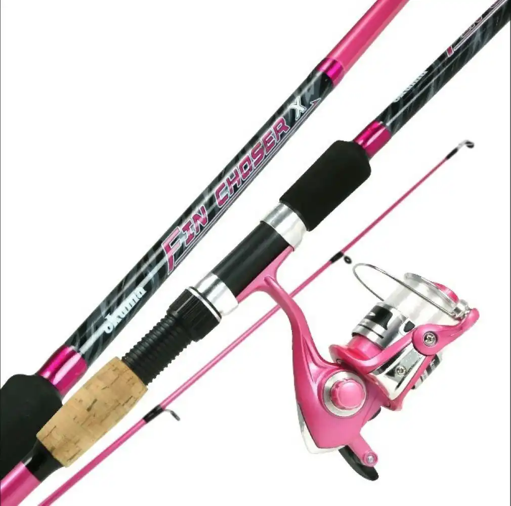 Pink 6'6 Okuma Fin Chaser X Fishing Rod and Reel Combo