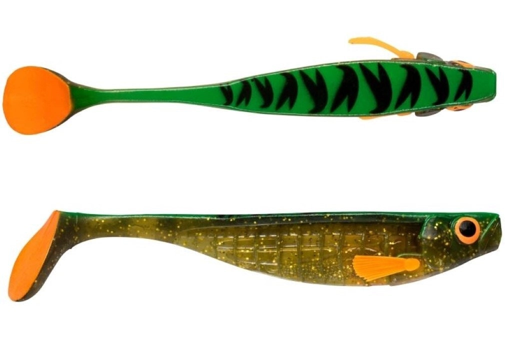 18cm Storm R.I.P. T-Bone Soft Shad Lure - Green Motor Oil Tiger