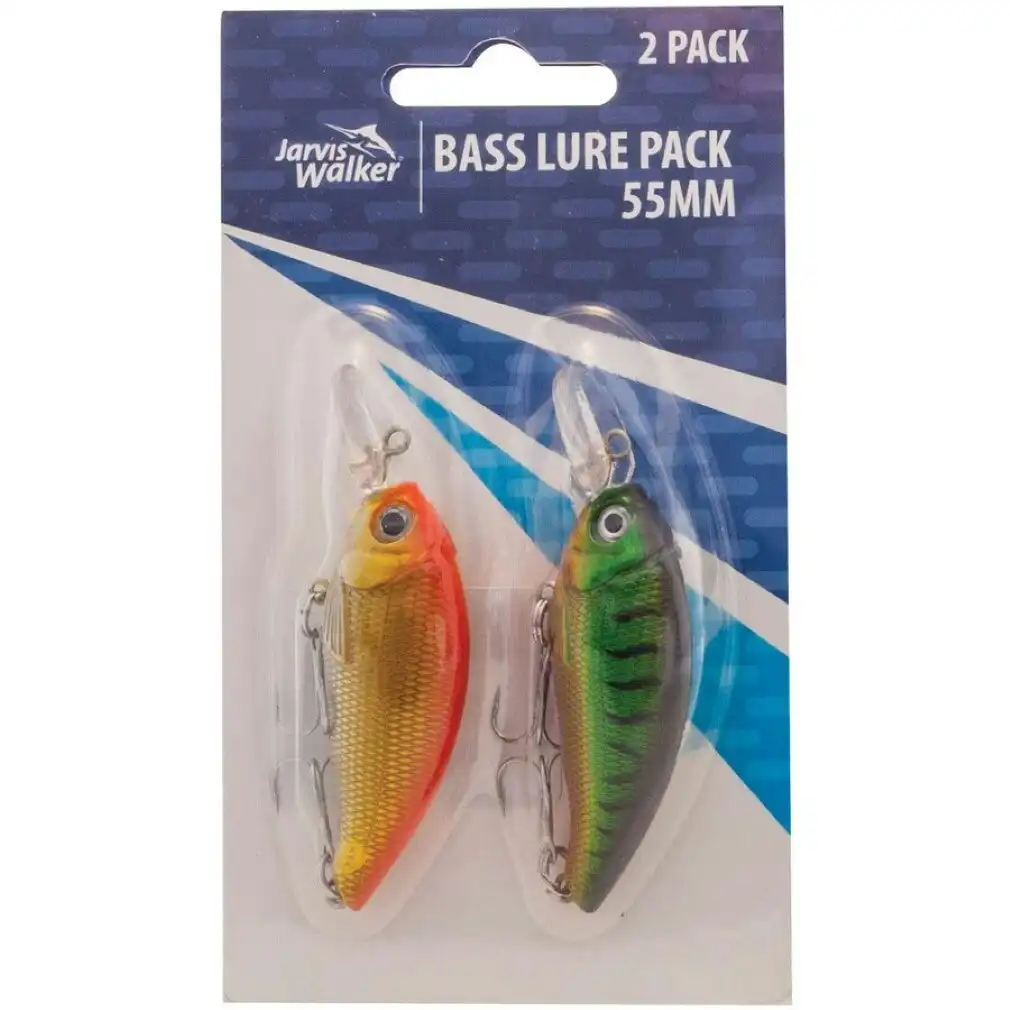 Jarvis Walker 55mm Bass Lure Pack - 2 Pack of Hard Body Fishing Lures, Hooked Online