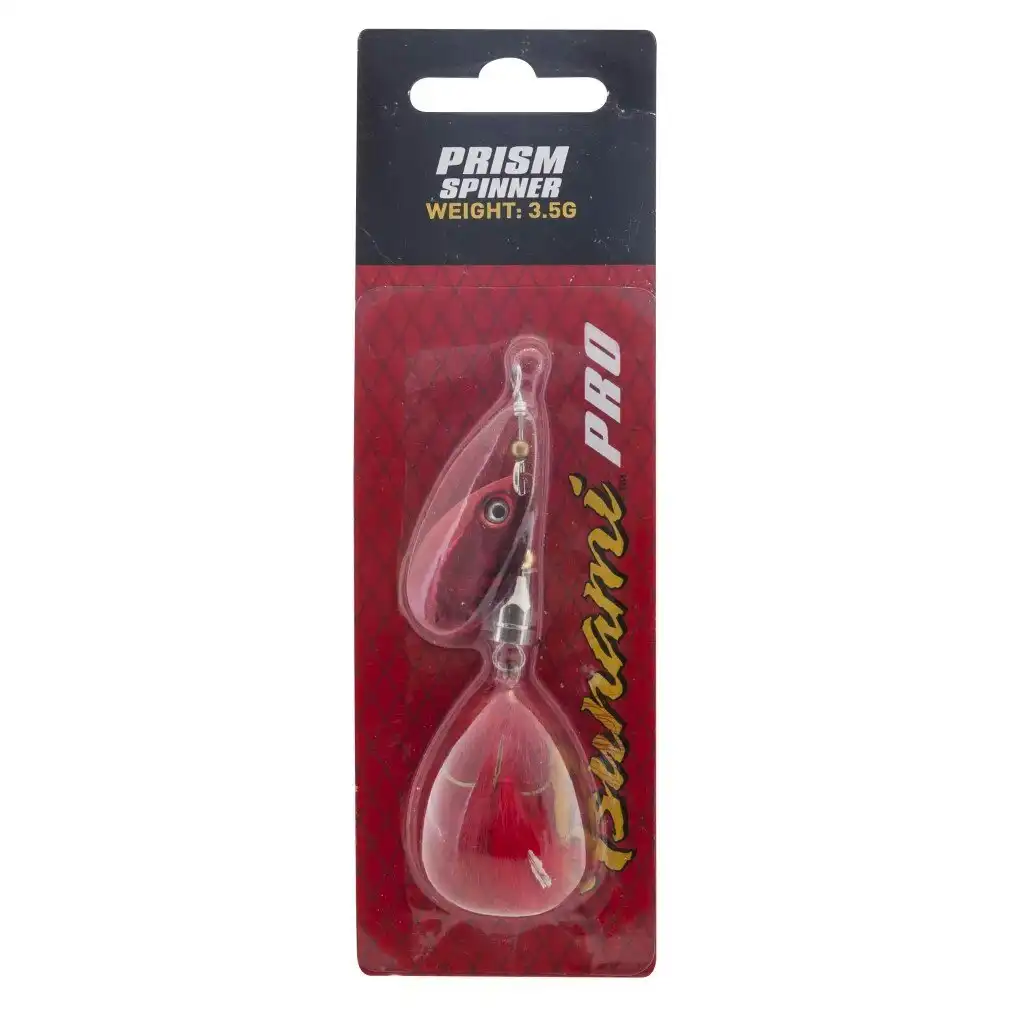 3.5gm Red/Silver Tsunami Prism Spinner Lure with Red Feather