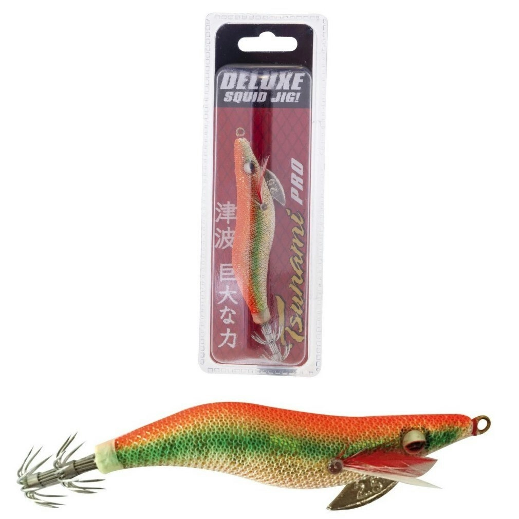 Size 2.5 Orange Tsunami Pro Deluxe Egi Squid Jig Lure