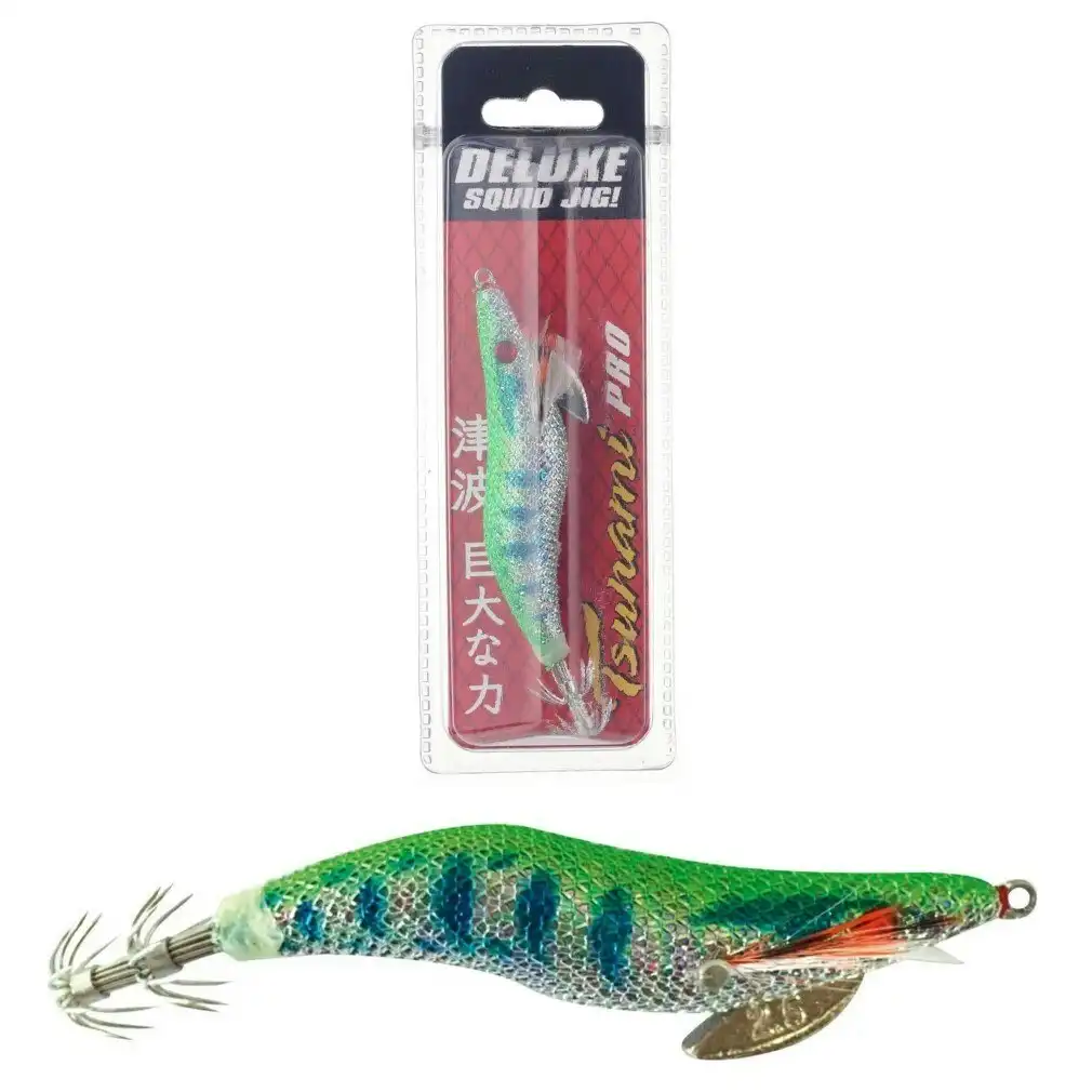 Size 3.5 Green/Blue Tsunami Pro Deluxe Egi Squid Jig Lure