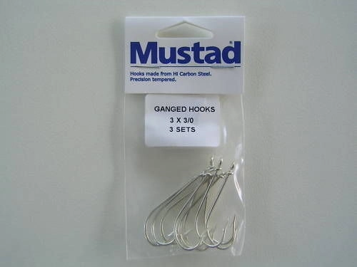 Mustad Pre-Rigged Gang Hooks 3/0 3 Hooks 3 Sets Kirby