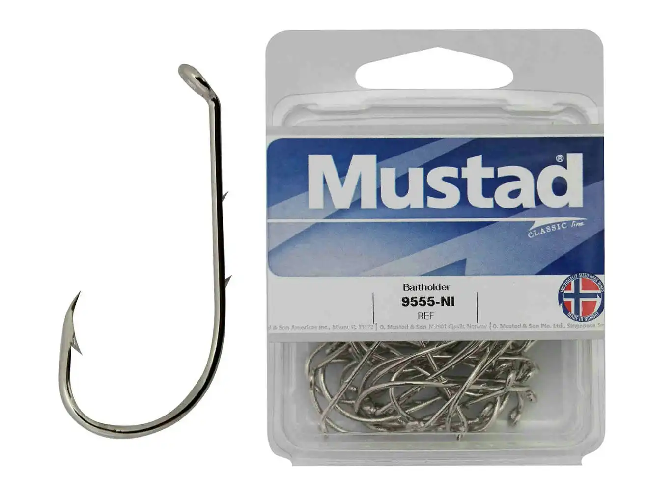 1 Box of Mustad 9555B Beaked Baitholder Nickle Plated Fishing Hooks