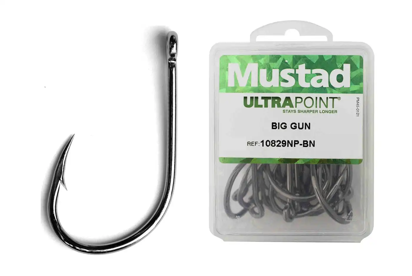 1 Box of Mustad 10829NPBLN Big Gun Kirbed Chemically Sharpened Fishing Hooks