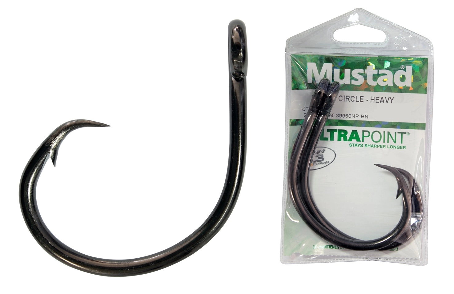 1 Packet of Mustad 39950NP-BN Demon Perfect Circle Chemically Sharp Fishing Hooks