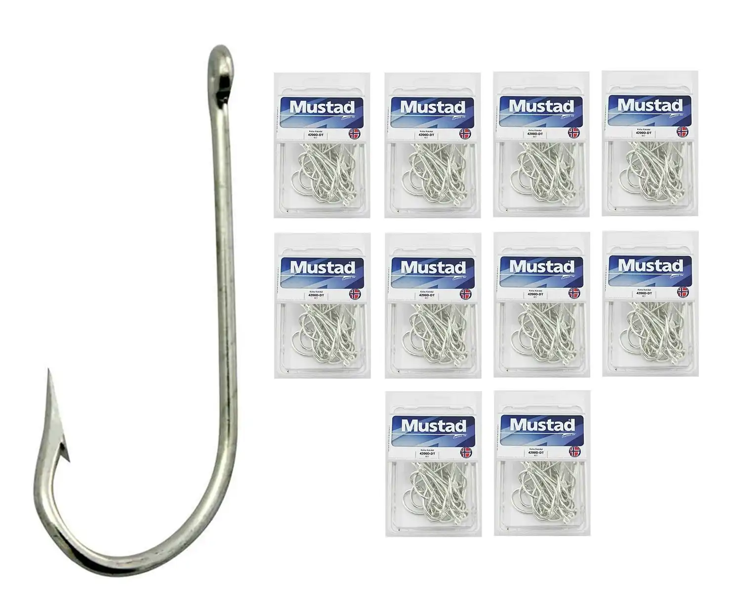 10 Boxes of Mustad 4200D Kirby Kendal Ringed Fishing Hooks