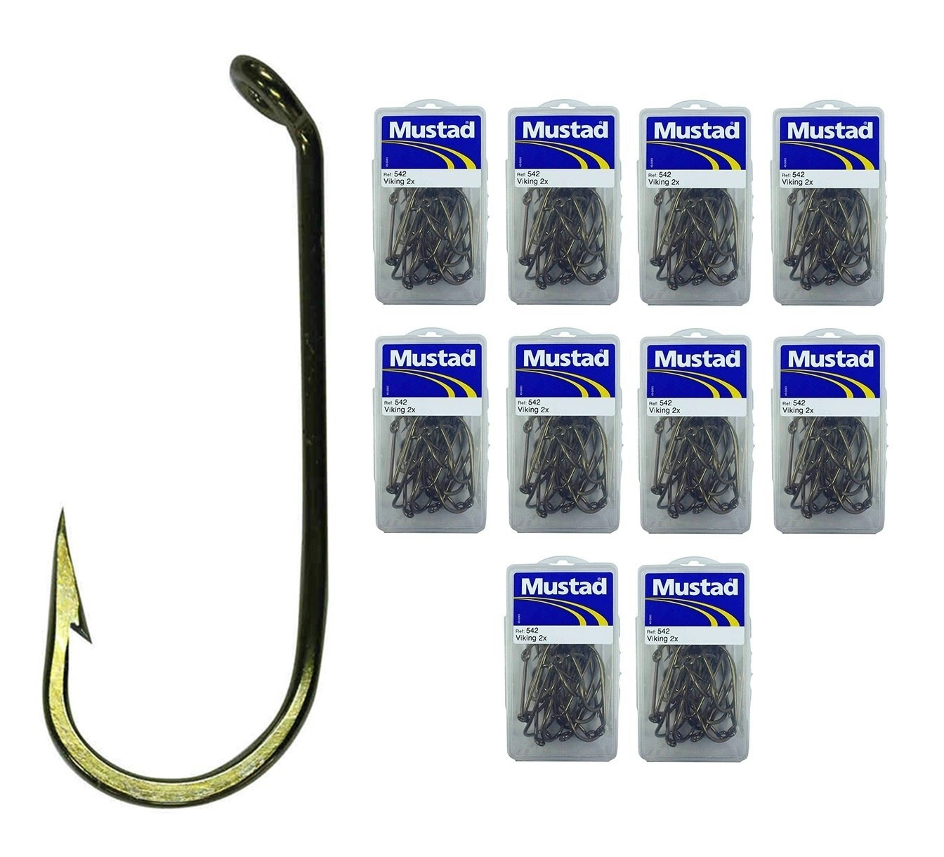 10 Boxes of Mustad 542 Bronze French Viking 2x Strong Fishing Hooks