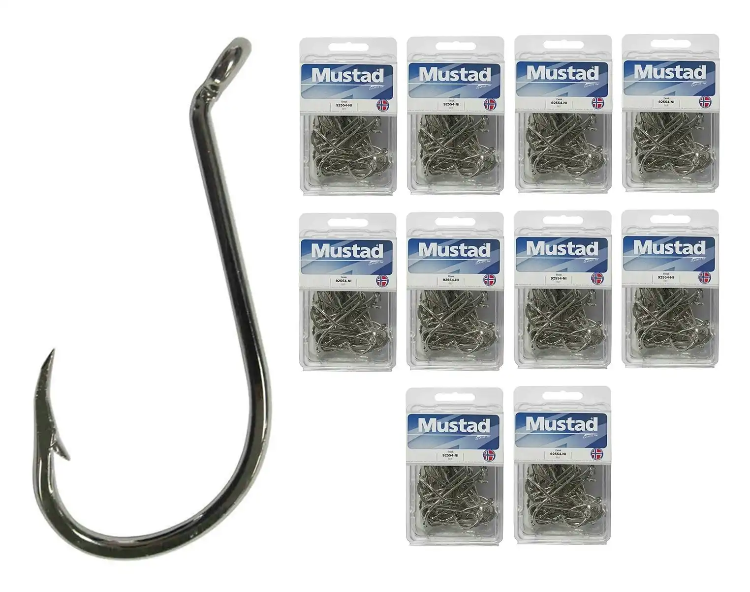 10 Boxes of Mustad 92554 2x Strong Nickle Plated Octopus Fishing Hooks, Hooked Online