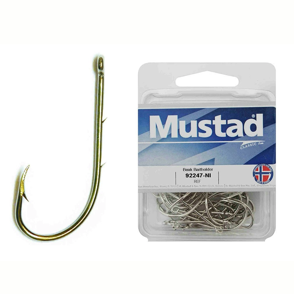 100 x Mustad 92247NI Beaked Nickle Baitholder Fishing Hooks