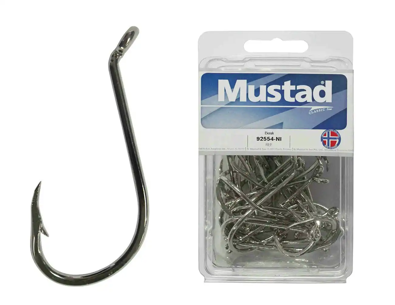 100 x Mustad 92554 2x Strong Nickle Plated Octopus Fishing Hooks