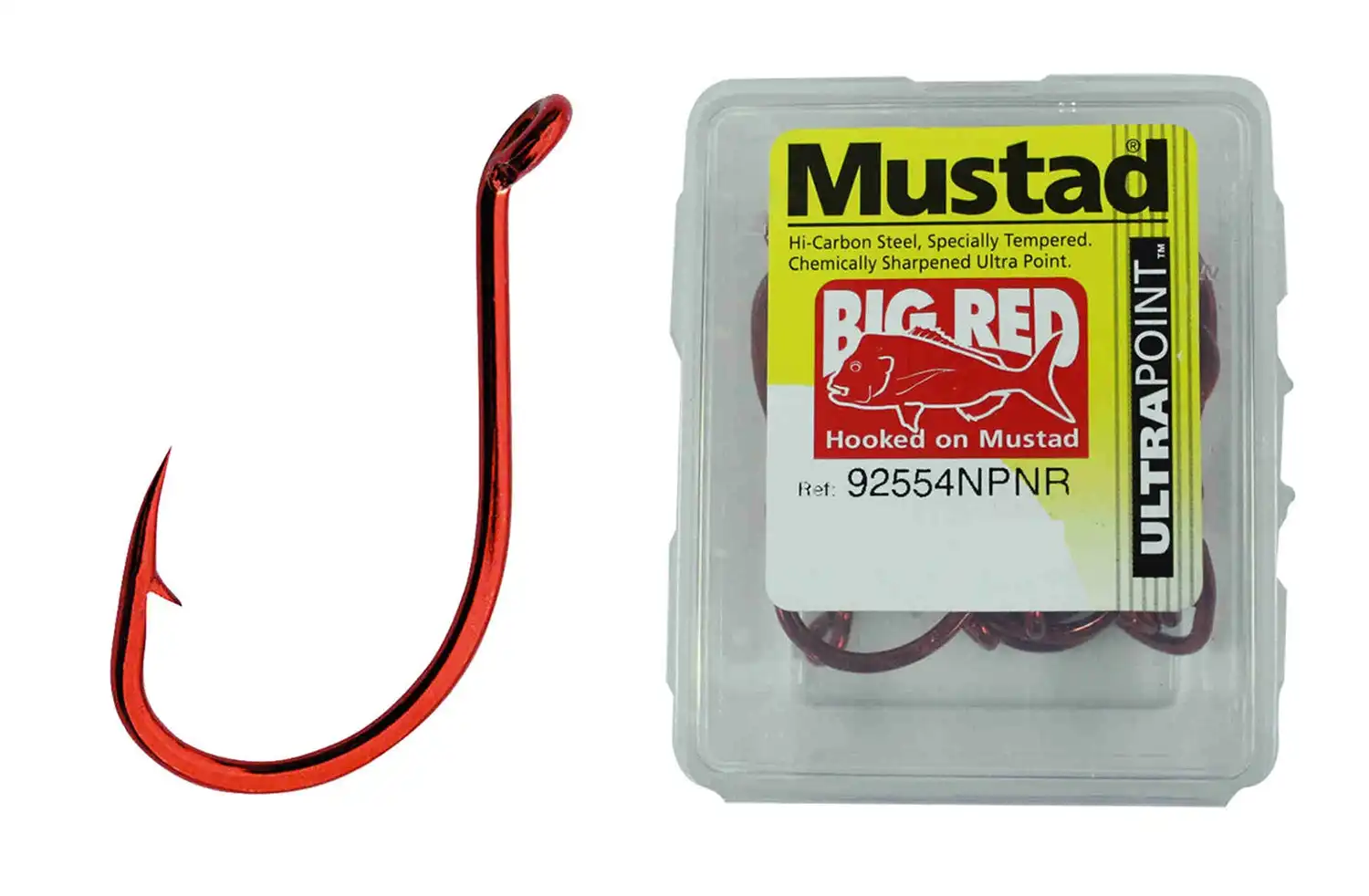 100 x Mustad 92554NPNR Big Red Chemically Sharpened Fishing Hooks