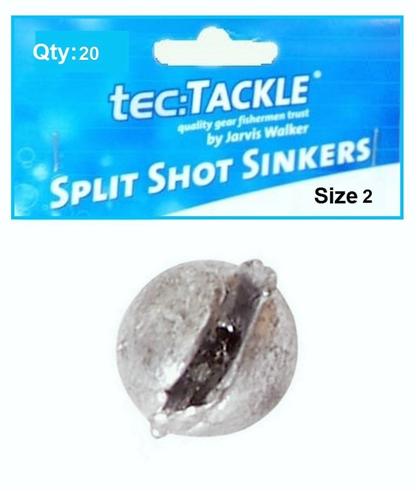 20 x Jarvis Walker 2 Split Shot Sinkers -Pre Packed 2 Split Shot Fishing Sinkers