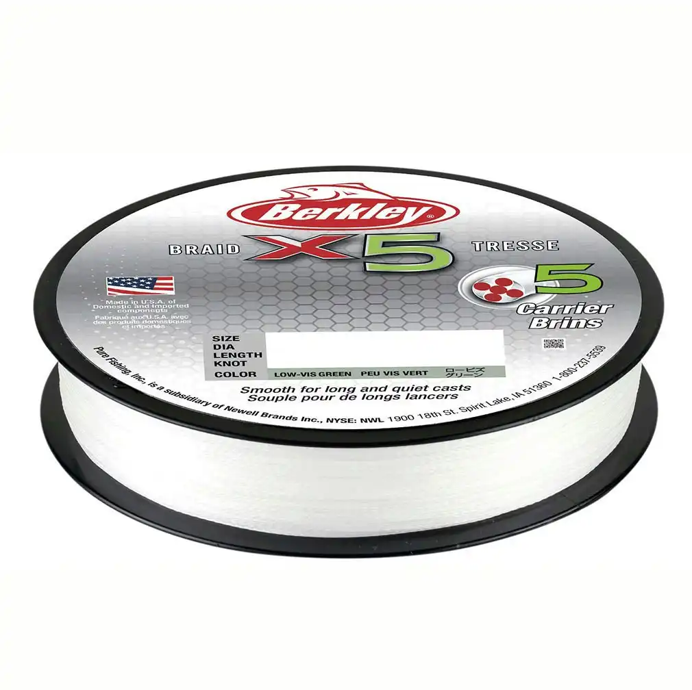 250m Spool of 80lb Crystal White Berkley X5 Braided Fishing Line-5 Carrier Braid