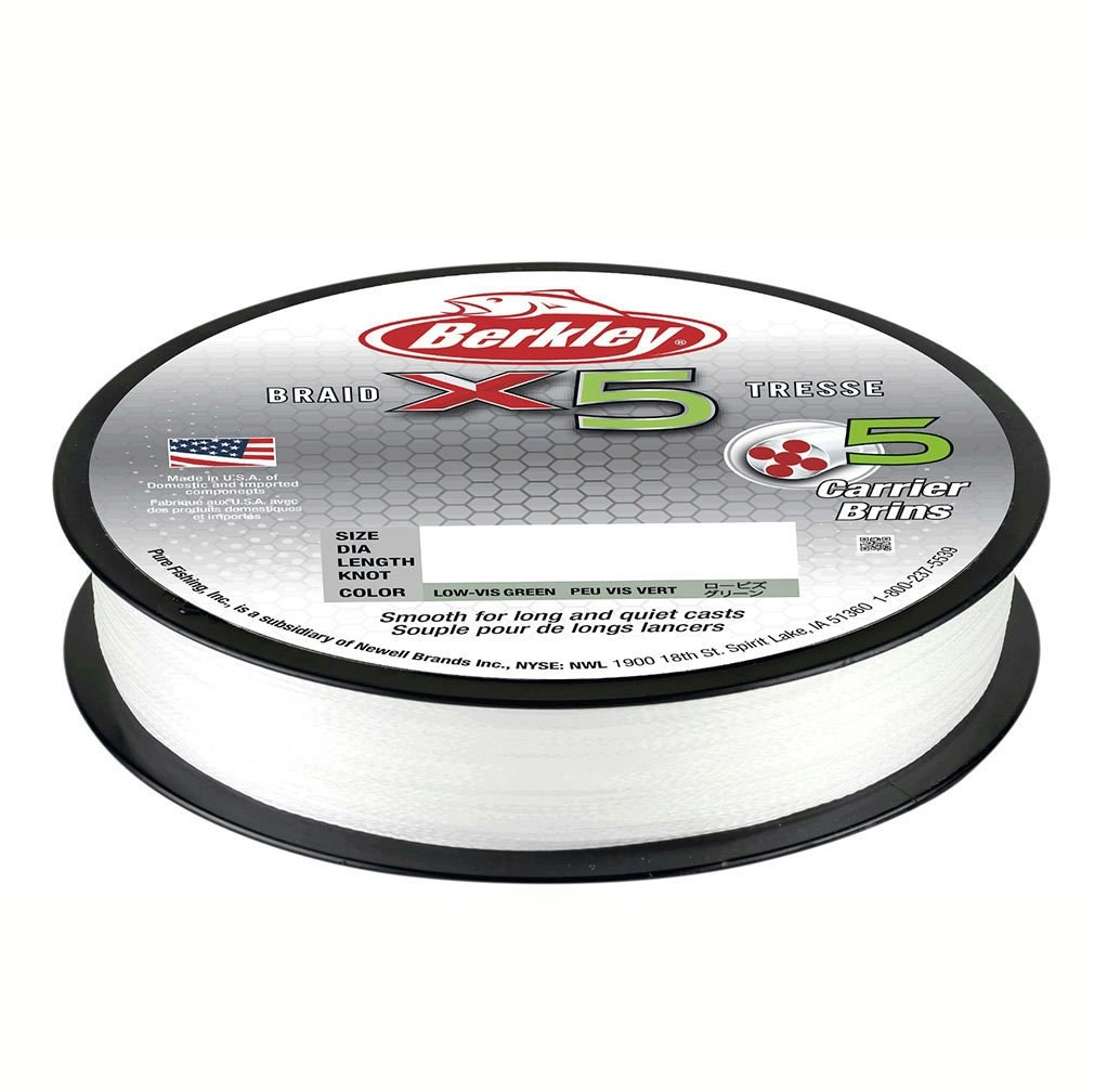 250m Spool of 80lb Crystal White Berkley X5 Braided Fishing Line-5 Carrier Braid