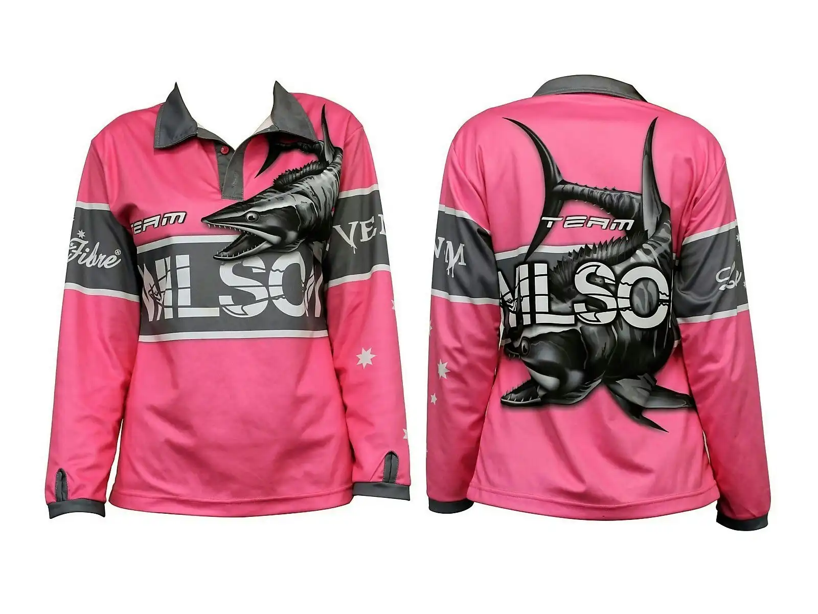 Team Wilson Pink Tournament Long Sleeve Fishing Shirt with Collar