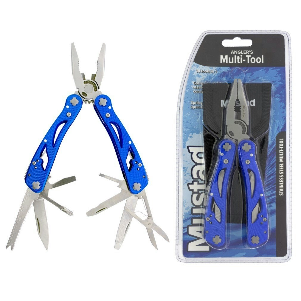 Mustad 14 in 1 Multipurpose Fishing Pliers with Pouch - Angler's Multi-Tool