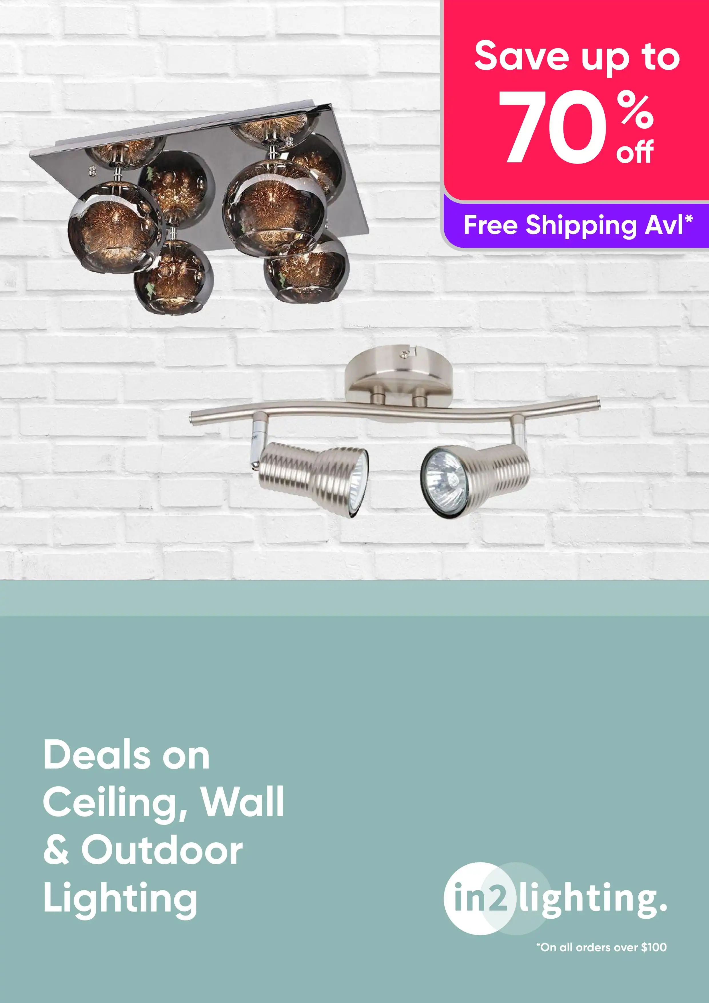 Lighting Deals Save Up To 70% on Ceiling, Wall and Outdoor Lighting