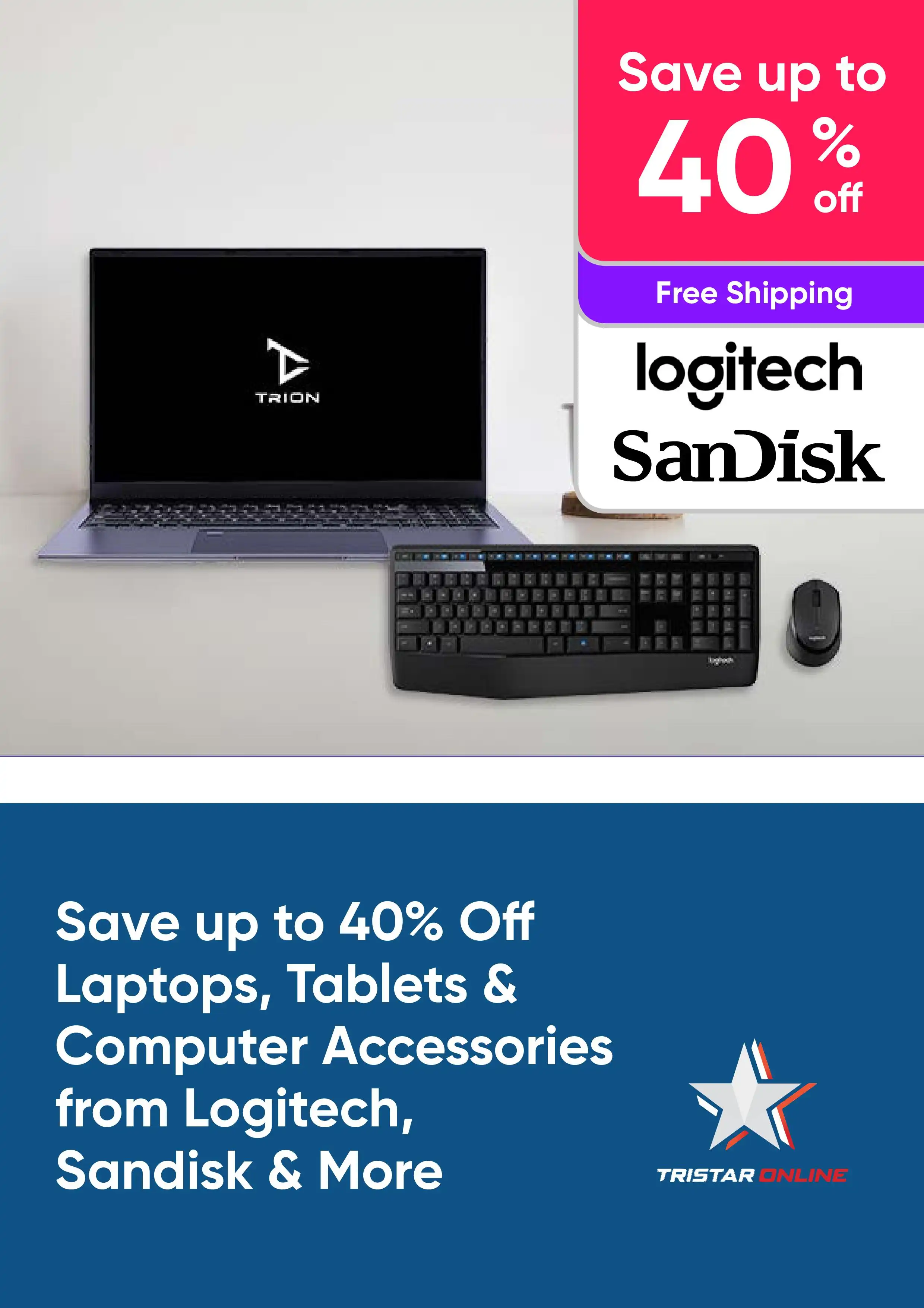 Save up to 40% Off Laptops, Tablets & Computer Accessories from Logitech, Sandisk & more